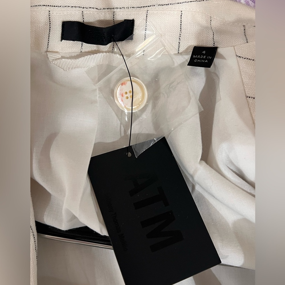 NWT ATM Pinstripe linen blazer sz 4 - Picture 4 of 4